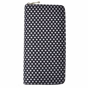 Embossed Silver Stars Zip Around Clutch Wallet